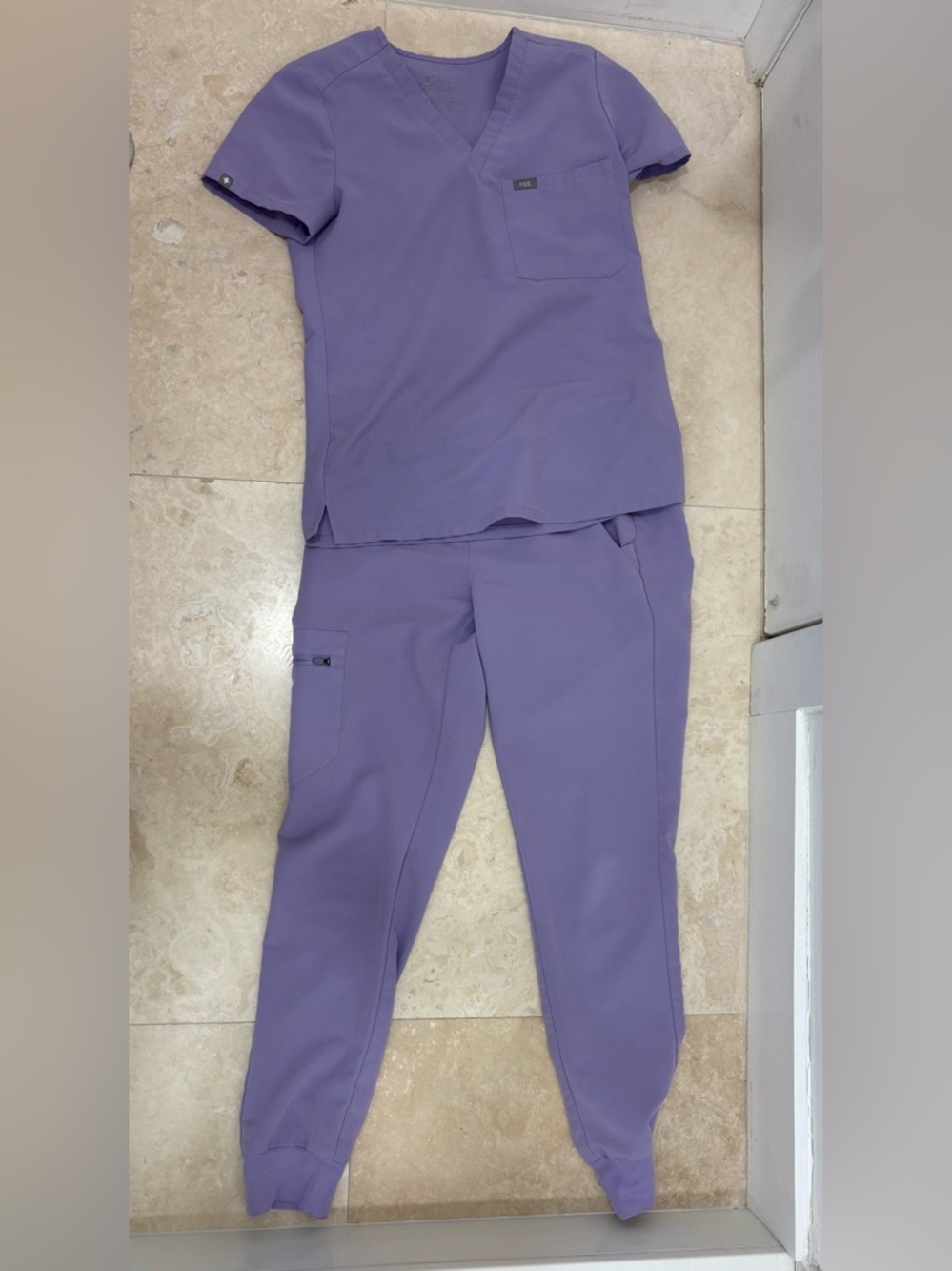 Figs Lavender Purple Scrub Set - Top & Jogger Pants